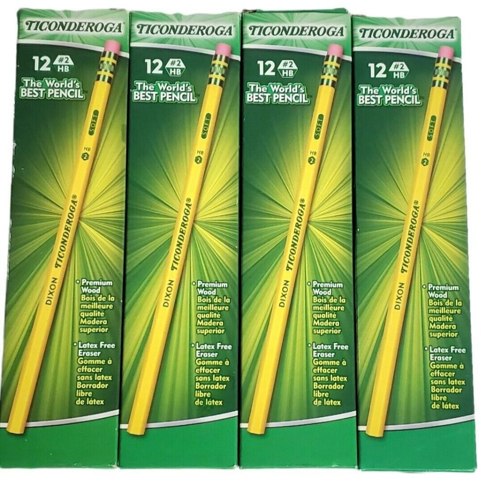 Dixon Ticonderoga 46 Pencils Wood Cased #2 HB Soft Yellow Unsharpened School Art